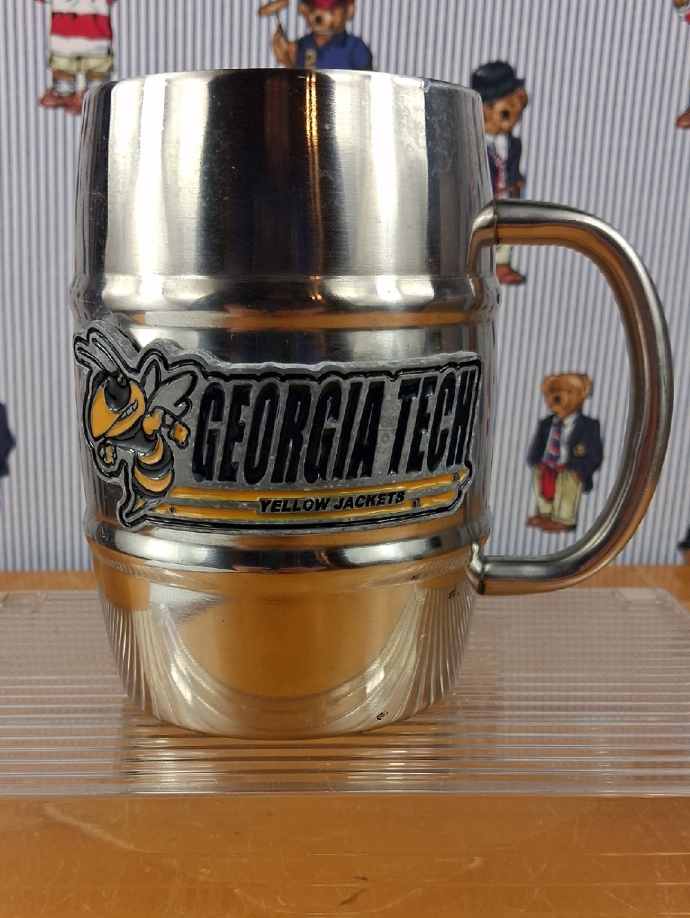 Georgia Tech Yellow Jackets Raised Lettering Logo Stainless Steel 16 Barrel Mug